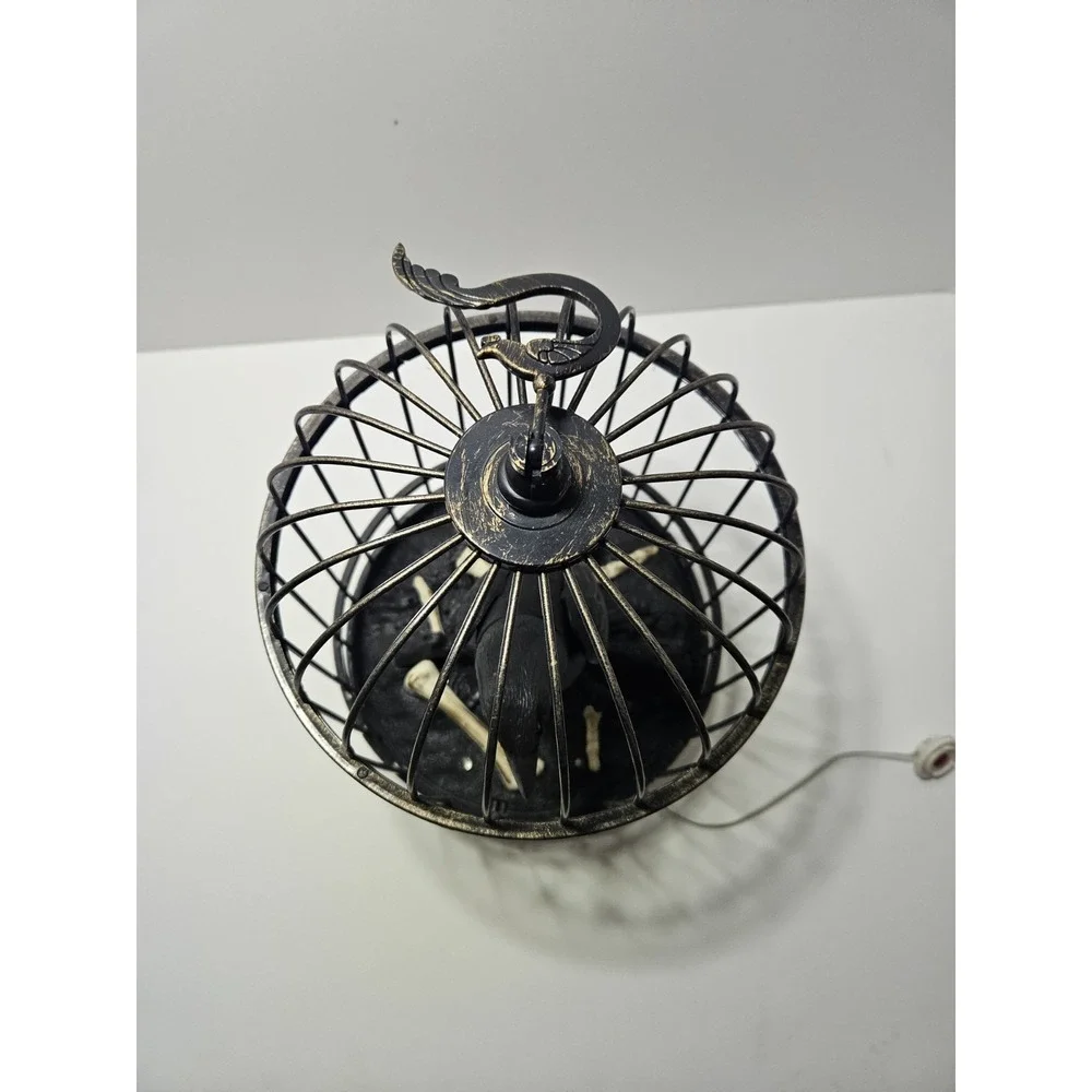 Talking Raven Crow Bird Cage Halloween Prop Decor Home Accents Holiday Animated